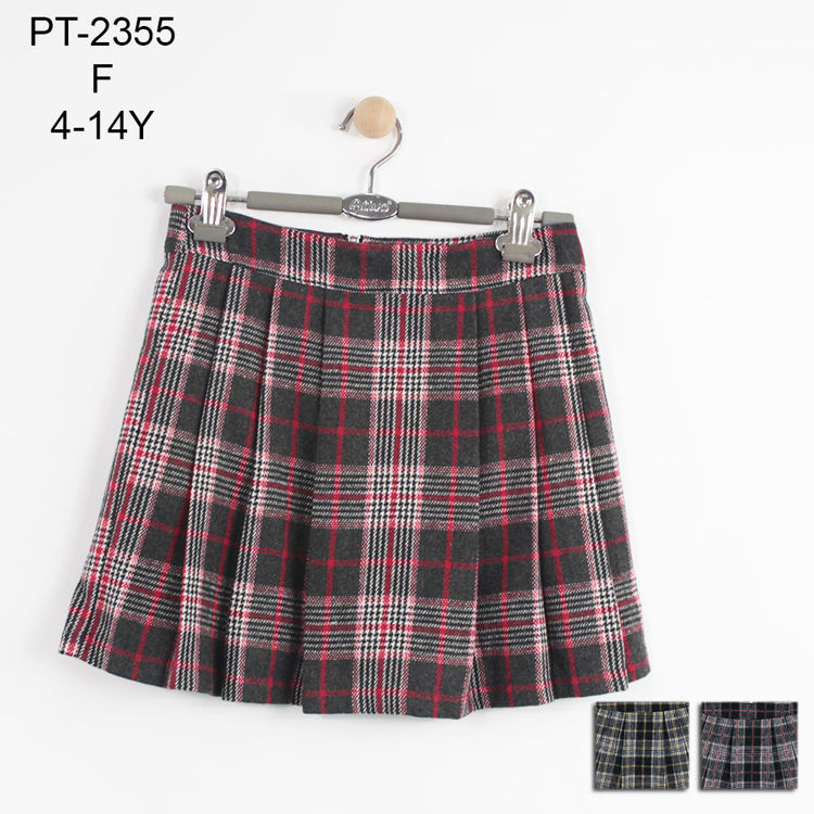 Picture of PT-2355-GIRLS WINTER CASUAL SMART CHECKED  PLEATS SKIRT